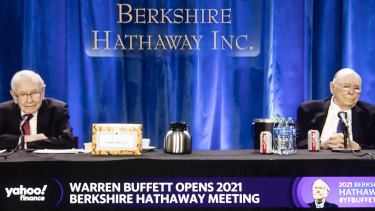 Not the same: Warren Buffett and Charlie Munger at the virtual Berkshire Hathaway annual shareholders meeting last year.