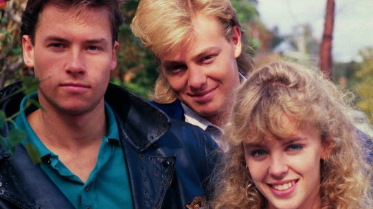 Guy Pearce, Jason Donovan and Kylie Minogue on Neighbours.