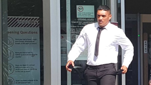 Former Broncos player player Teui “TC” Robati leaves court after an earlier appearance.