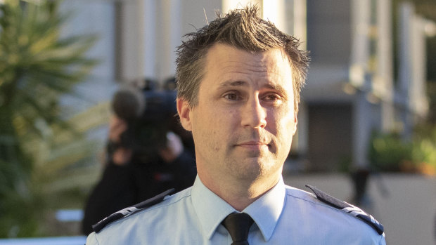 Forensic crash investigator Senior Constable Steven Cornish outside court.