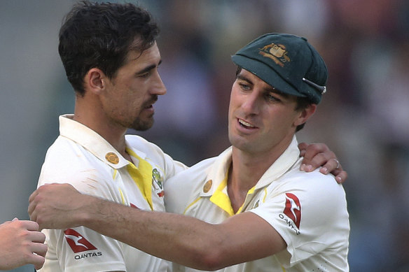 Mitchell Starc with Pat Cummins.