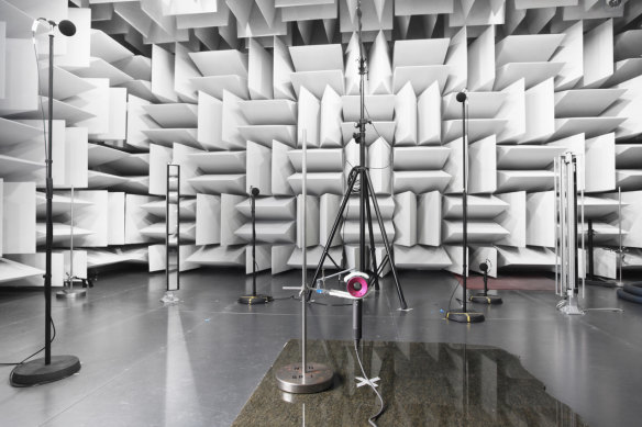 A Supersonic hairdryer is tested in the extremely expensive acoustics lab.