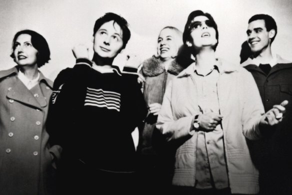 Stereolab (from left)  Mary Hansen, Tim Gane, Morgane Lhote, Laetitia Sadier, Richard Harrison in 1997.