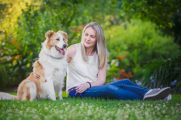 Dr Kate Mornement with her dog Lenny, who she adopted from a local animal shelter