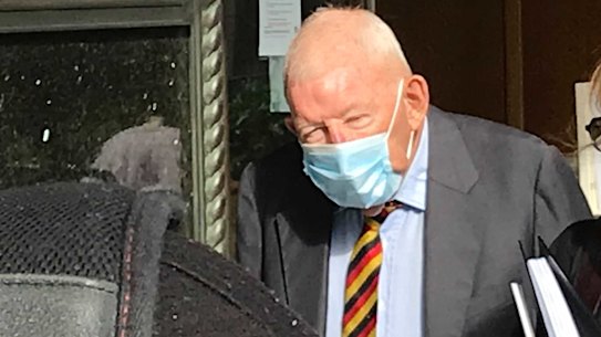 Ronald Alfred Brierley (left) leaves Downing Centre Court on Thursday with his lawyer.