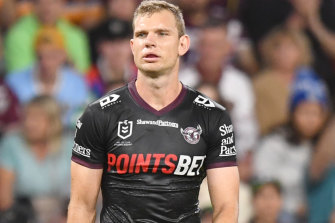 Tom Trbojevic was hampered by injury as Manly crashed to a 38-0 loss to Brisbane.