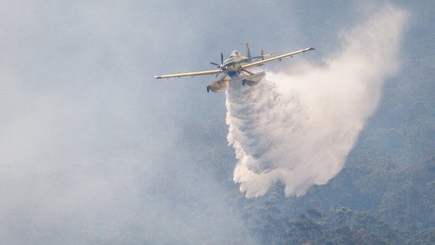 Air operations in action at Queensland's Beechmont Tarome fires earlier this month.