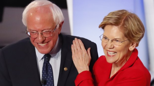 Friends and fierce opposing candidates: Bernie Sanders and Elizabeth Warren.