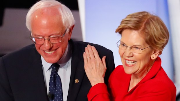 Friends and fierce opposing candidates: Bernie Sanders and Elizabeth Warren.