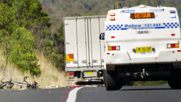 A cyclist has died after a crash with a truck on Federal Highway, going towards Canberra.