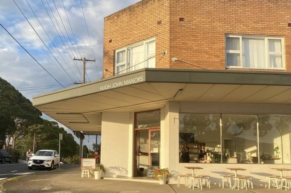 Hugh John Manors serves Drumroll coffee from a bright, airy corner shop building on Cambrai Avenue.