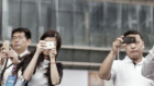 A DJI drone is demonstrated outside the company’s Shenzhen headquarters.