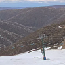 Snow cams at Hotham show a lack of snow coverage at the resort this week.