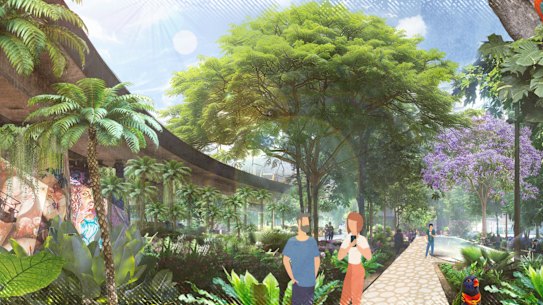 Concept design for the ‘Corril Connector’ linear park between Woolloongabba and Kurilpa.