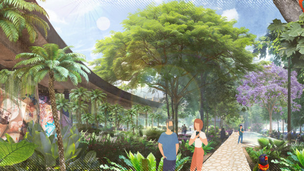 Concept design for the ‘Corril Connector’ linear park between Woolloongabba and Kurilpa.