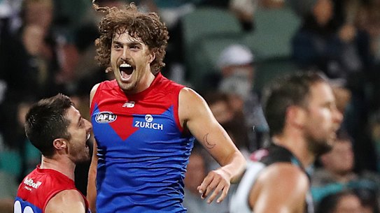 Jumping for joy: Luke Jackson.