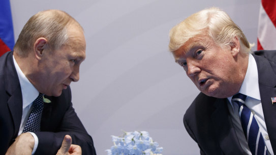 Vladimir Putin and Donald Trump at the G20 Summit in Hamburg in 2017.