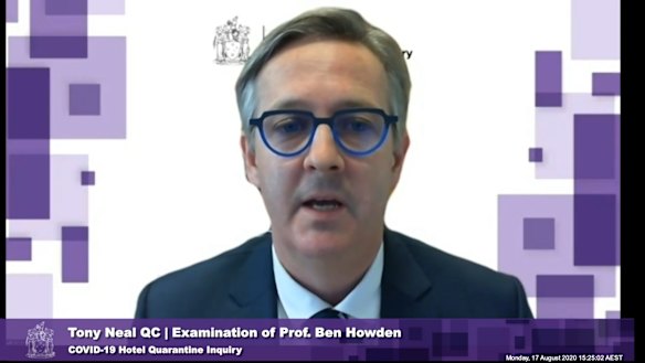 Professor Ben Howden speaks during the COVID-19 Hotel Quarantine Inquiry.