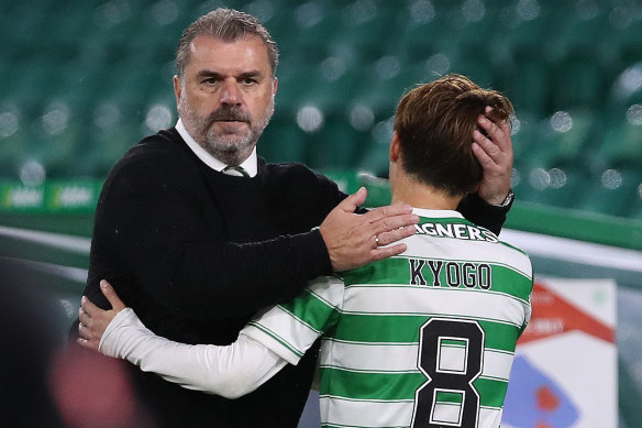 Ange Postecoglou and Kyogo Furuhashi, whom the Australian coach brought to Glasgow from his native Japan.
