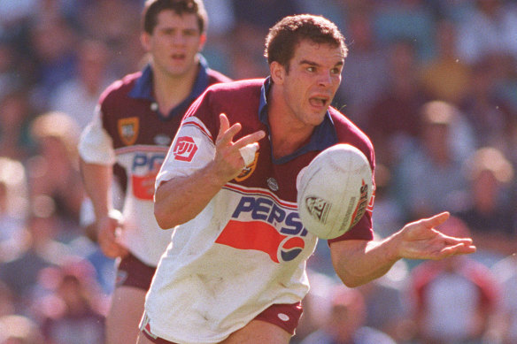 Ian Roberts in action for the Manly Sea Eagles during his playing days.