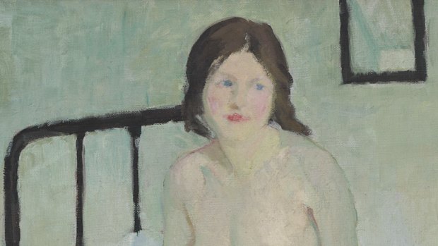 Girl sitting on a bed by Edith Collier