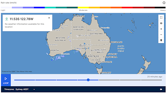 The new rain radar on the BoM website.