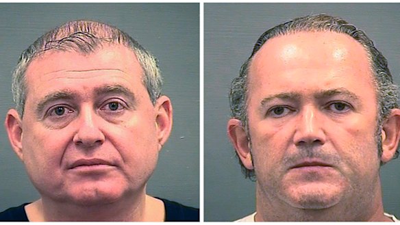 Booking photos of Lev Parnas, left, and his business partner, Igor Fruman, who were indicted last year on charges of conspiracy, making false statements and falsification of records.
