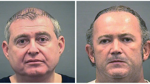 Booking photos of Lev Parnas, left, and his business partner, Igor Fruman, who were indicted last year on charges of conspiracy, making false statements and falsification of records.