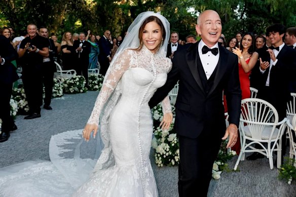 Lauren Sanchez and Jeff Bezos at their wedding in Venice, Italy.