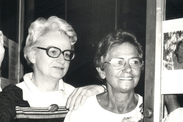 Judith Wright and Oodgeroo Noonuccal, then Kath Walker, at the film preview of Shadow Sister in 1977. The name was taken from a line in Wright's poem Two Dreamtimes, which was dedicated to Noonuccal.

