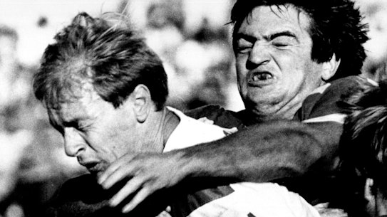 Brian Johnson in action for St George against South Sydney in 1983.