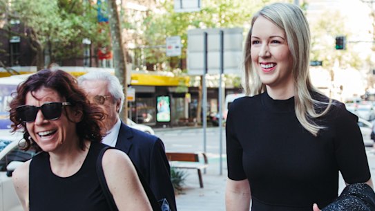 Barrister Sue Chrysanthou, SC, left, and Claudia Roberts outside the Federal Court in Sydney on Monday.