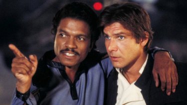 The original stars: Billy Dee Williams and Harrison Ford as Lando Clarissian and Han Solo.
