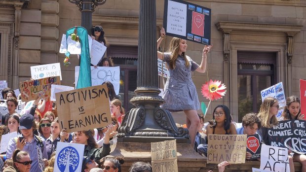 Thousands of students protested in Melbourne on Friday.
