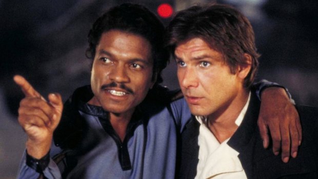 Lando Calrissian (Billy Dee Williams) and Han Solo (Harrison Ford) in The Empire Strikes Back. 