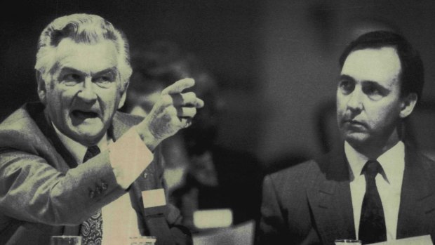 "Clever country": Then PM Bob Hawke with his deputy Paul Keating in 1990.