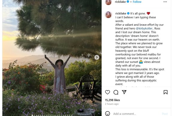 Ricki Lake lost her home in the LA fires.