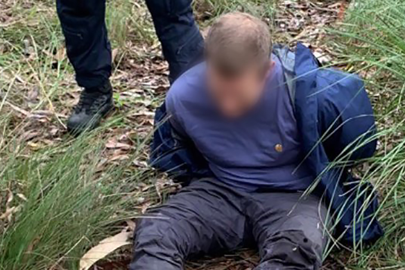 A man wanted over an alleged hammer assault in Sydney’s CBD has been arrested in bushland in the lower Blue Mountains on Thursday afternoon. 