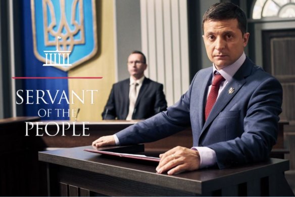 Life imitating art ... Zelensky starring in Servant of the People before he was elected Ukrainian president.