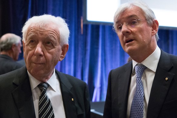 Frank Lowy and son Steven – business people, but also football people.