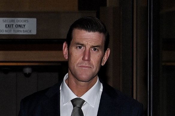 Ben Roberts-Smith leaves court after five hours in the witness box.