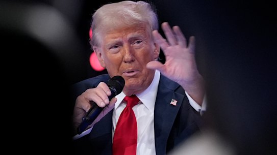 Republican presidential nominee former president Donald Trump speaks during an Univision town hall, in Doral, Florida. At a similar event in georgia he claimed to be the father of IVF.