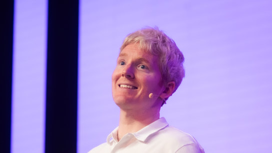 Stripe CEO Patrick Collison on-stage in Sydney.