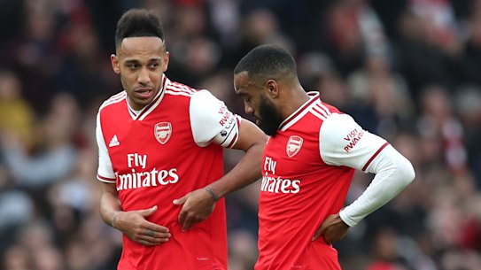 Arsenal's Pierre-Emerick Aubameyang (left) and Alexandre Lacazette.