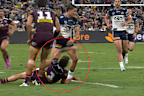 Reece Walsh is flattened.