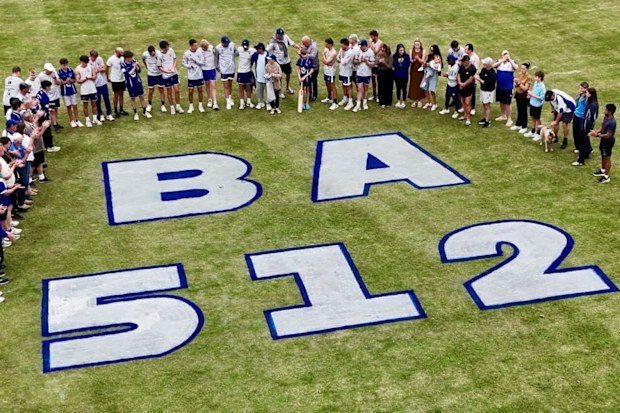 The Ferntree Gully Cricket Club oval was painted with a special tribute to late team member Ben Austin.