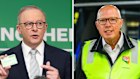 Anthony Albanese and Peter Dutton campaigning on Friday.