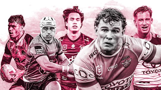 Queensland Maroons next generation: (from left to right) Ben Te Kura, Jye Gray, Jack Howarth, Owen Pattie, Jaxon Purdue.