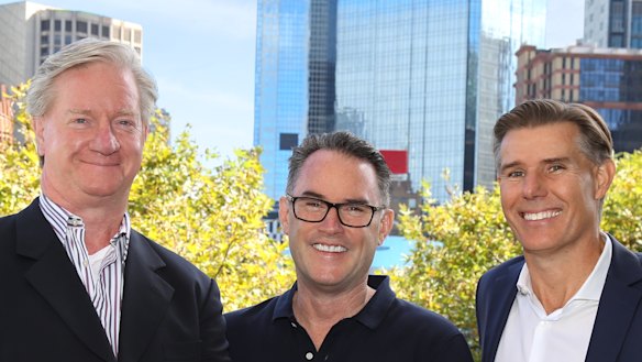 The new-look McGrath Ltd, from left Peter Lewis (chairman), John McGrath (executive director), and Geoffrey Lucas (CEO).