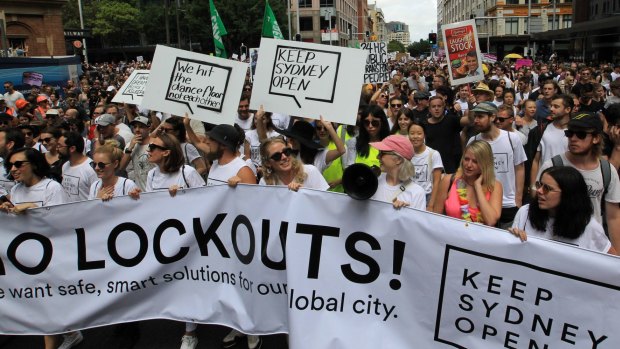 A protest rally against Sydney's lockout laws.